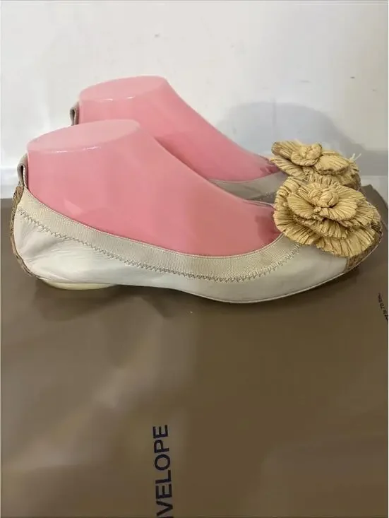 Chanel Lamskin Ballet Interlocking CC Logo Cork Toe Flats 39 Beautiful - Picture 2 of 12